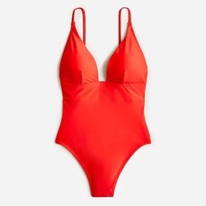 JCrew Bright Red Plunge One-Piece Swimsuit, Size 4